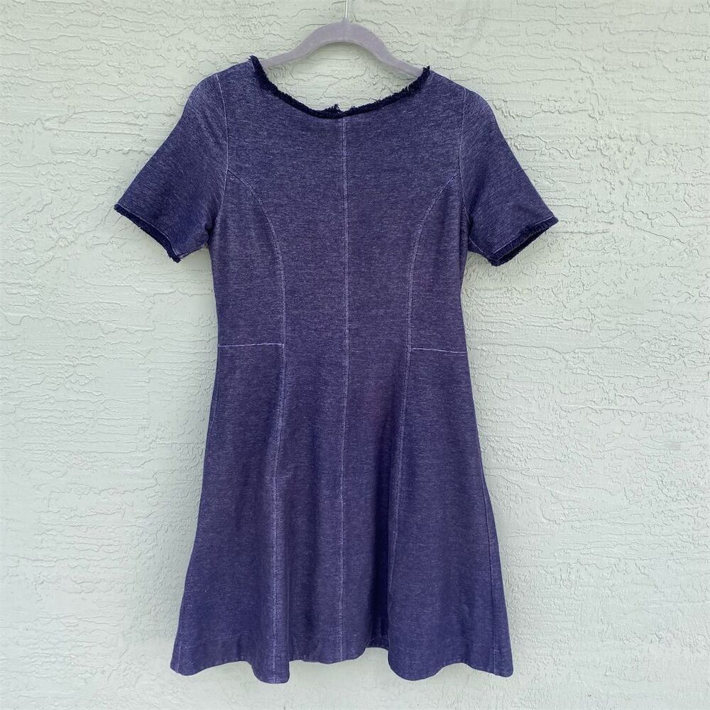 Banana Republic Women's Fit and Flare Mini Dress Size 10 Blue Short Sleeve